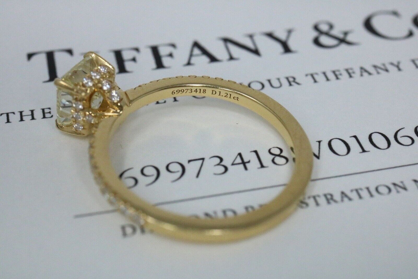 Tiffany & Co Solitaire True 1.61ct Engagement Ring Fancy Yellow Diamond 18K