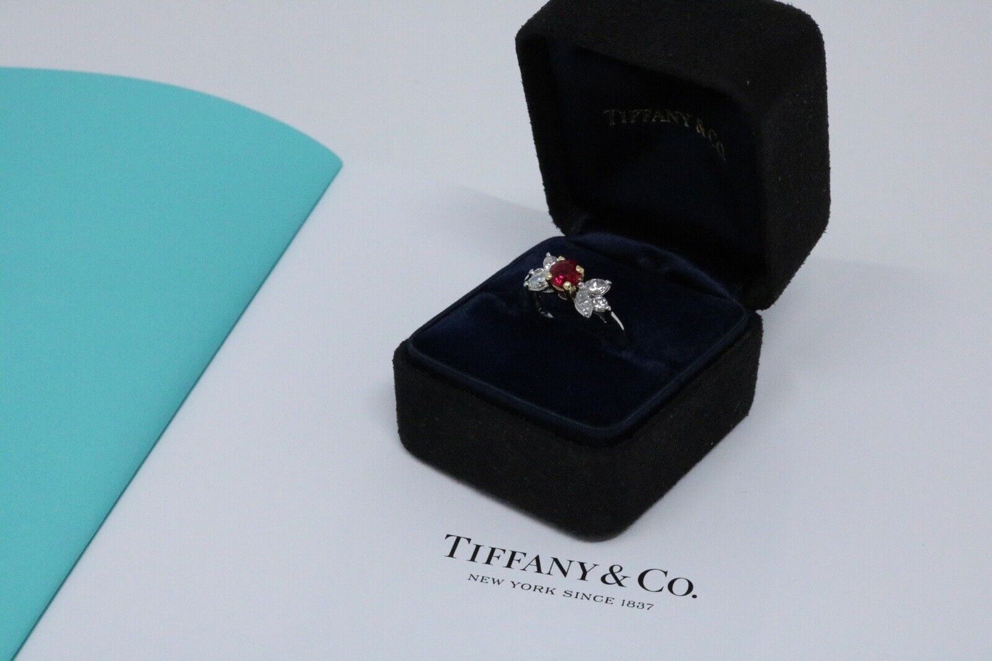 Tiffany & Co Victoria Ruby & Diamond Engagement Ring 1.05ct Platinum