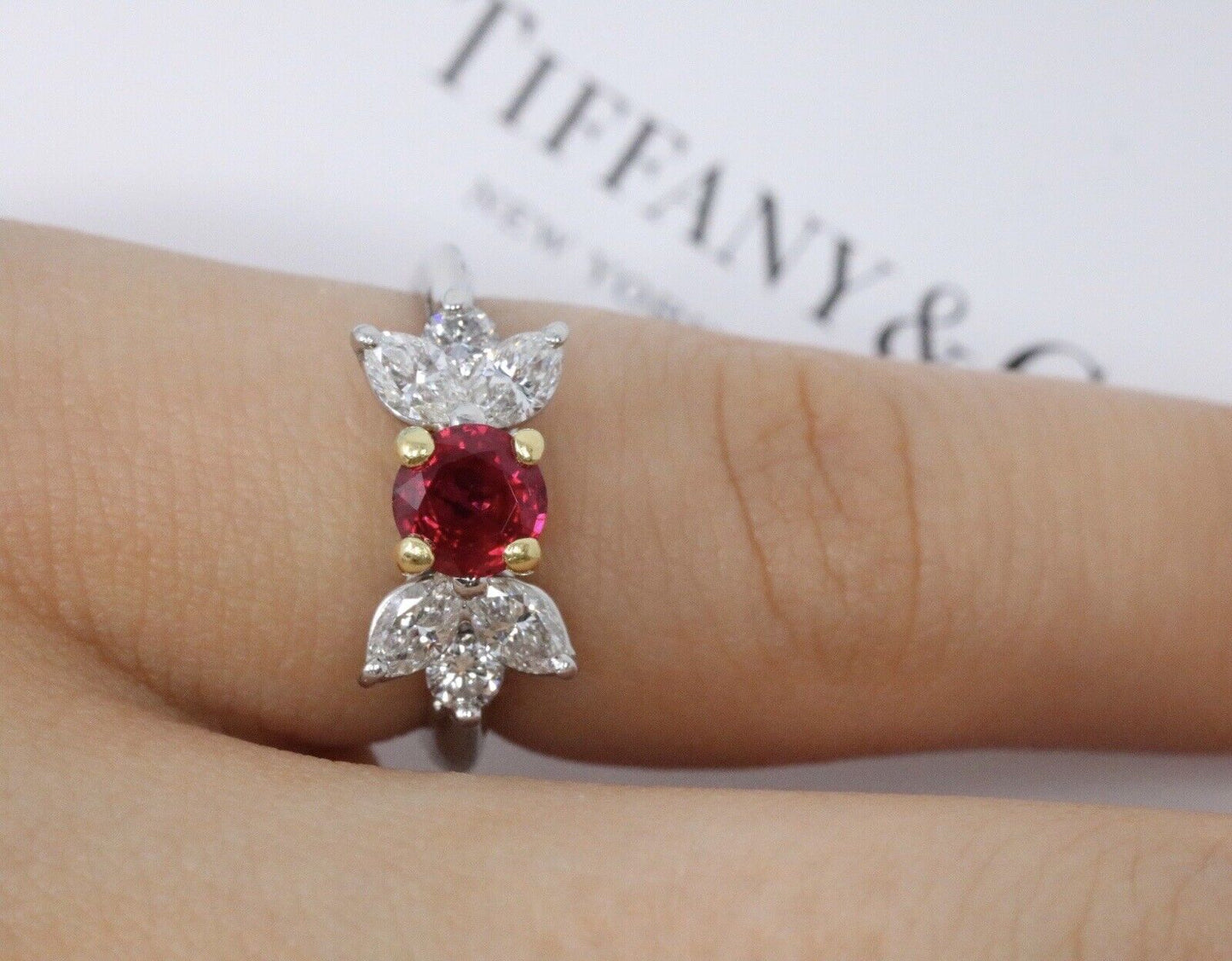 Tiffany & Co Victoria Ruby & Diamond Engagement Ring 1.05ct Platinum