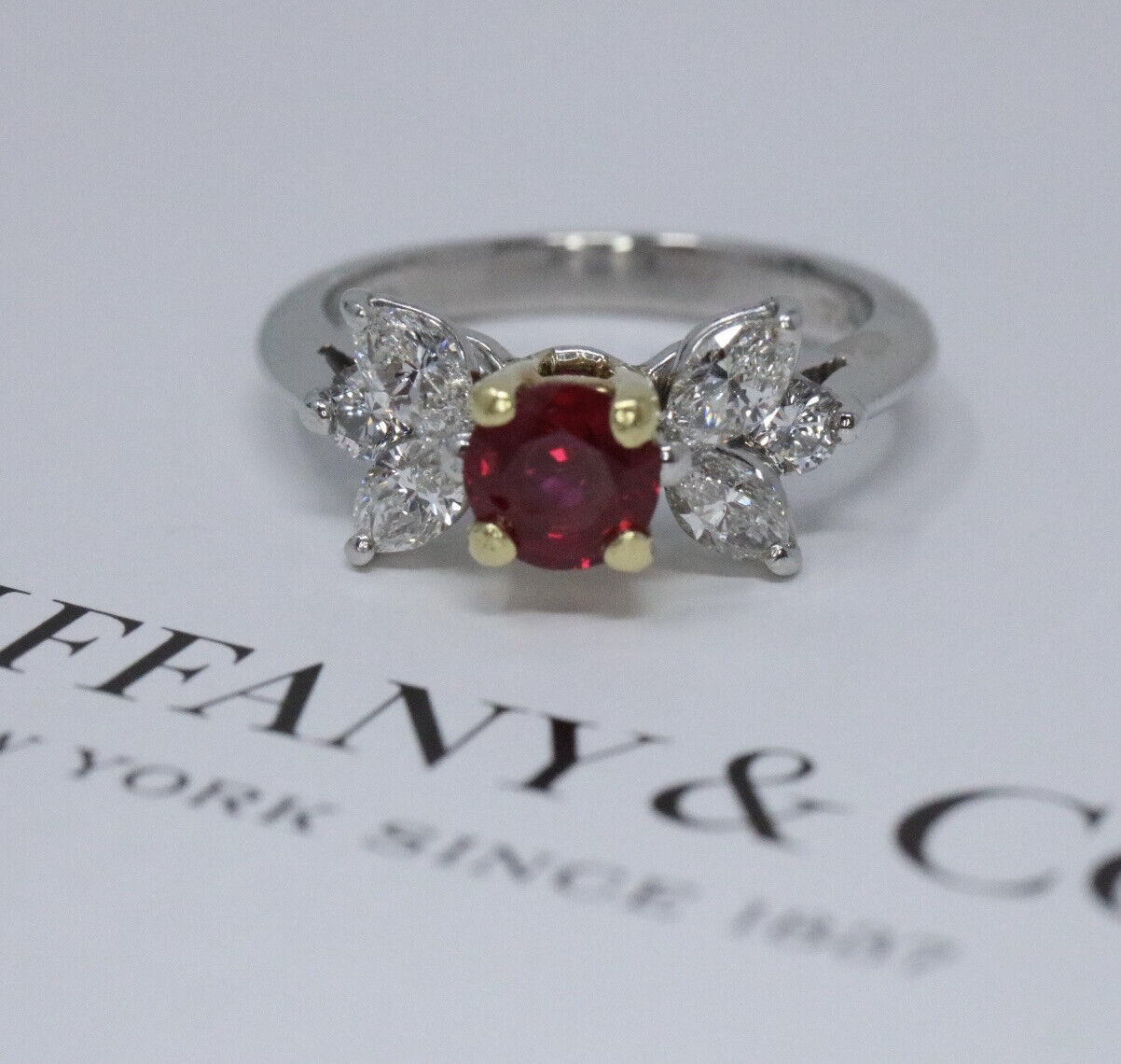 Tiffany & Co Victoria Ruby & Diamond Engagement Ring 1.05ct Platinum