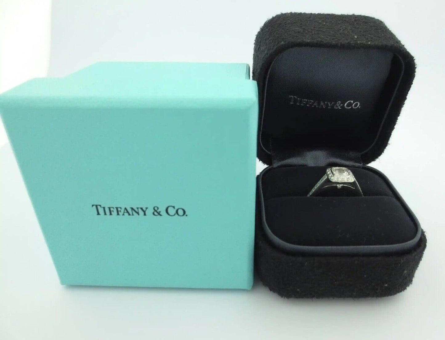 Tiffany & Co Legacy Cushion Diamond Halo Engagement Ring VVS/F .55ctw