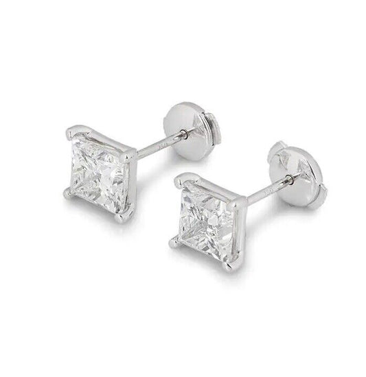 Tiffany & Co Platinum 1.56ct VVS2 Princess Cut Diamond Stud Earrings