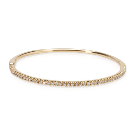 Tiffany & Co Diamond Metro Hinged Bangle Bracelet .67ctw 18K Yellow Gold