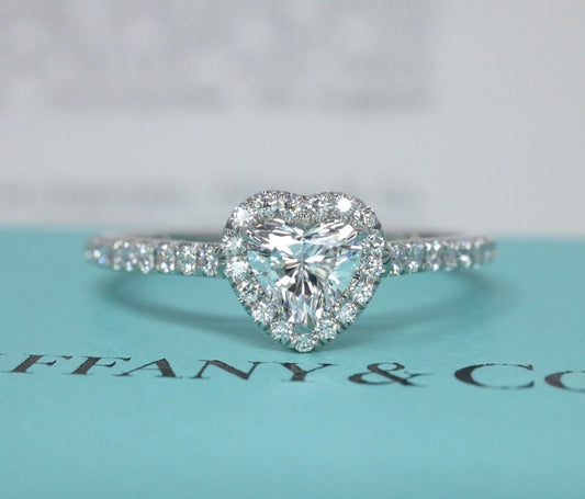 Tiffany & Co Soleste Platinum Heart Diamond Engagement Ring .60ctw VS1/D