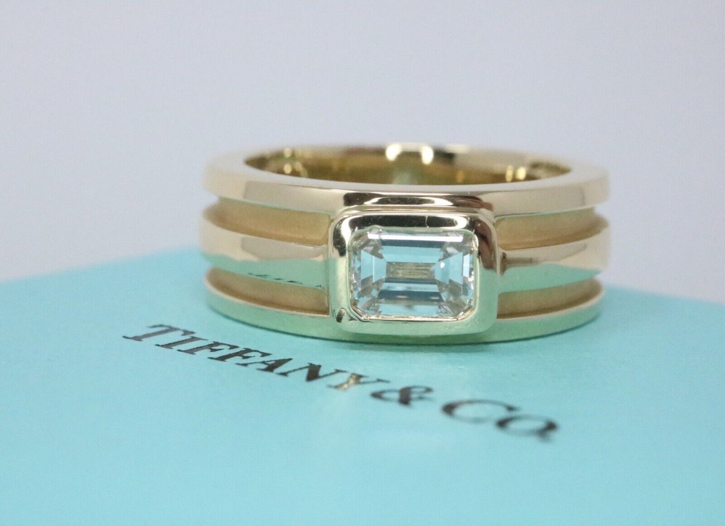 Tiffany & Co Emerald Cut Square Diamond Engagement Ring .92ct F VS1