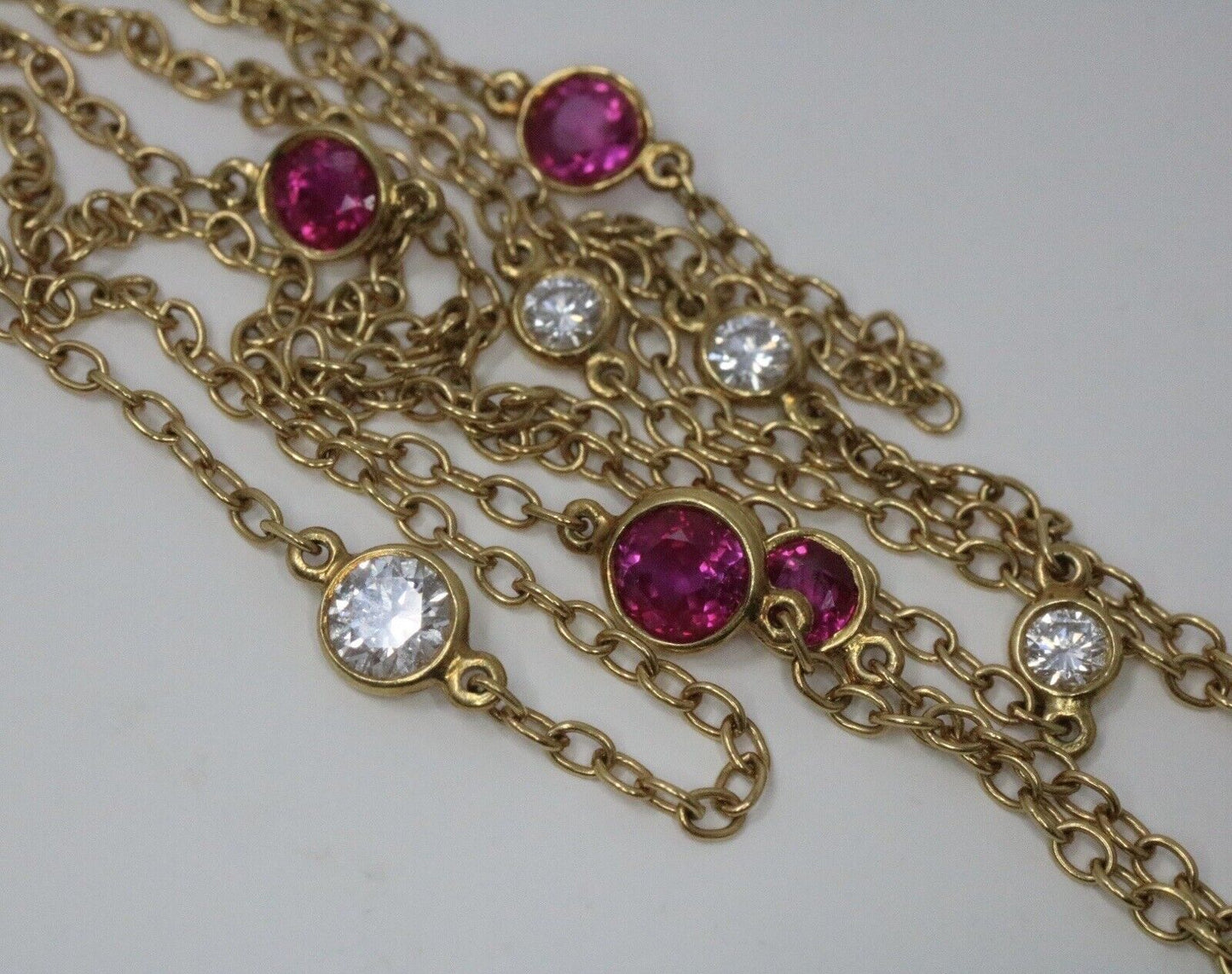 Tiffany & Co 18k Peretti Diamonds by the Yard Ruby Sprinkle Necklace 36”