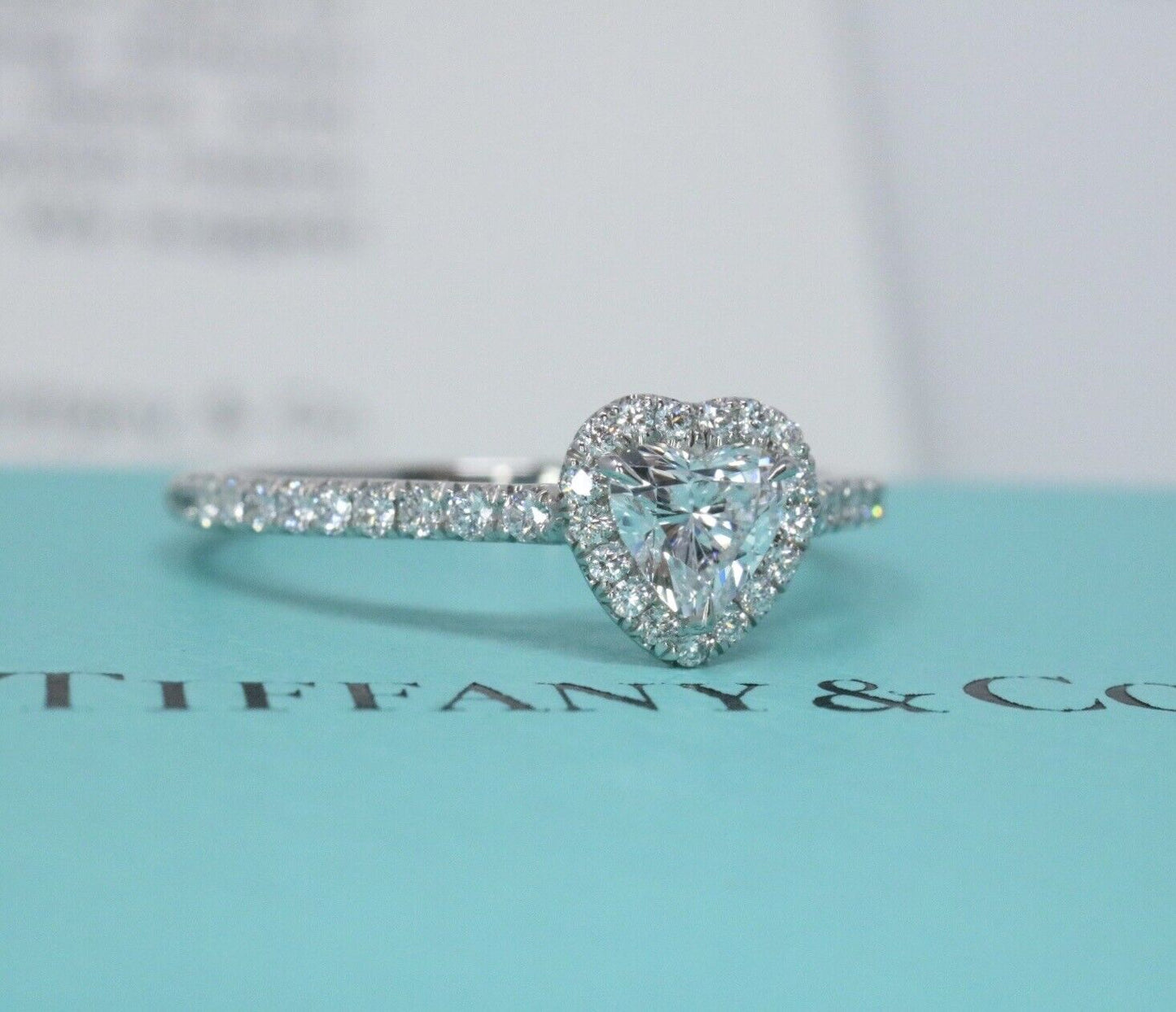 Tiffany & Co Soleste Platinum Heart Diamond Engagement Ring .60ctw VS1/D