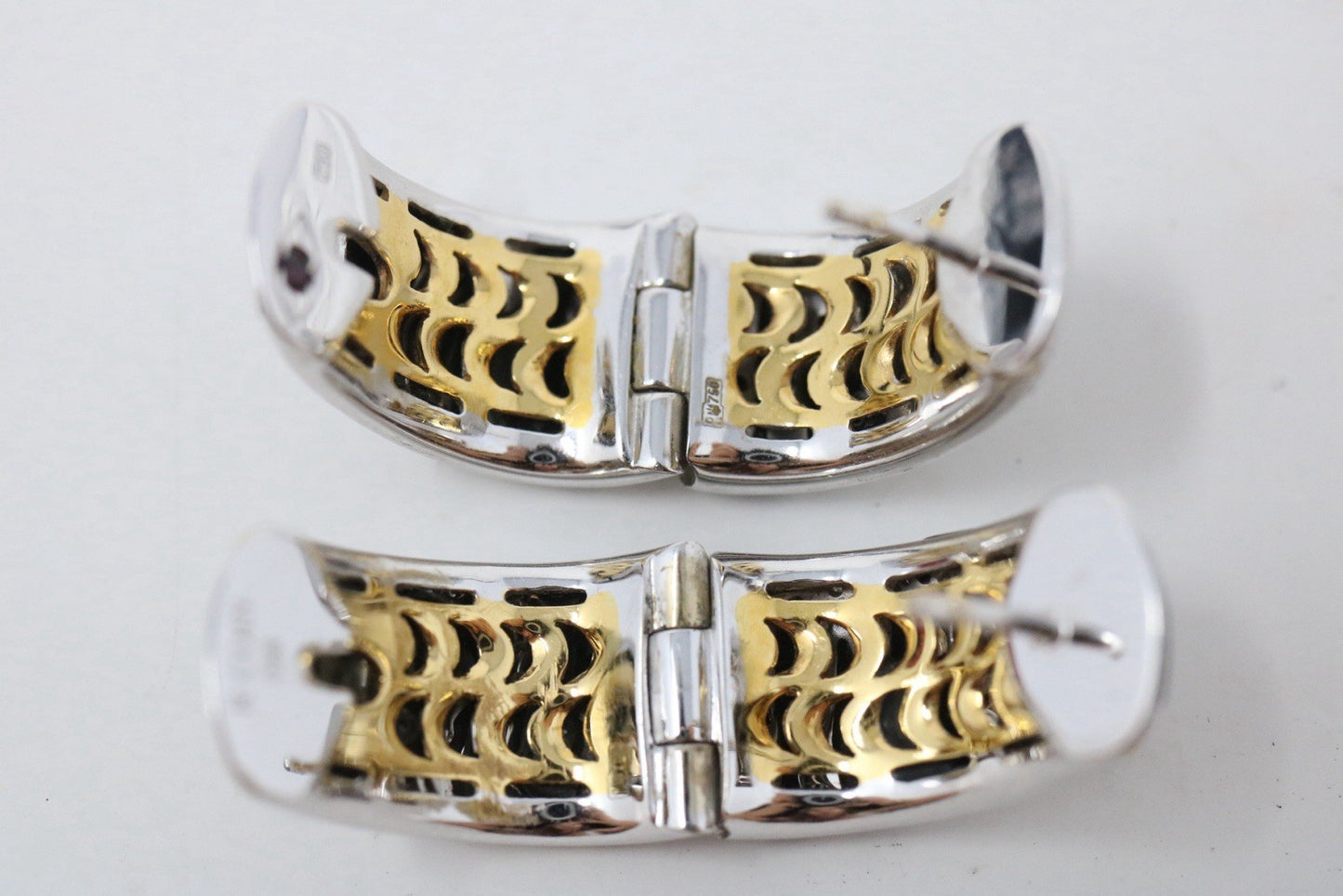Roberto Coin Zebra 18K White Gold Diamond & Enamel Hoop Earrings