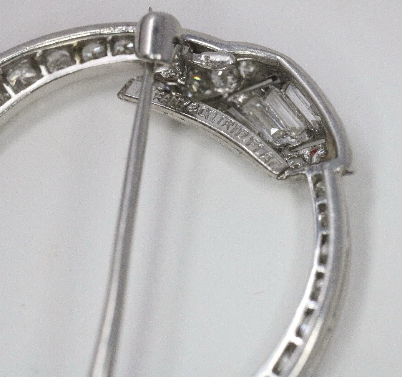 Tiffany & Co. Circle Platinum Baguette & Round Diamond Pin Brooch*
