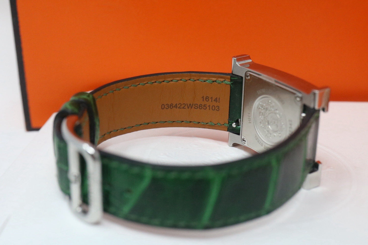 Hermes Women's Heure H Swiss Leather Strap Diamonds Quartz Watch Small 25mm