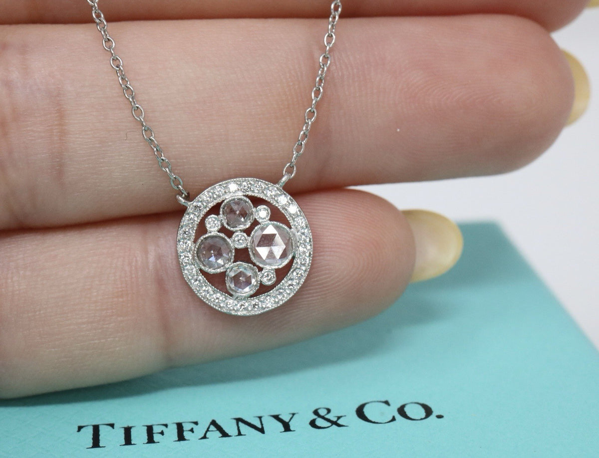 Tiffany & Co Platinum Diamond Cobblestone Pendant Necklace Platinum $4,500