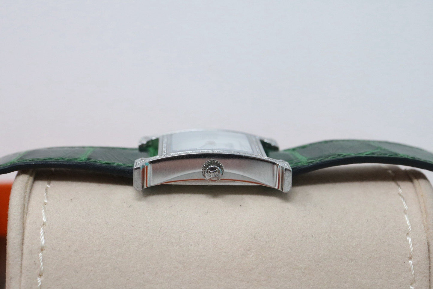 Hermes Women's Heure H Swiss Leather Strap Diamonds Quartz Watch Small 25mm