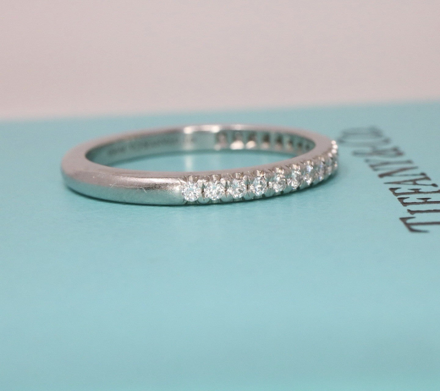 Tiffany & Co. Platinum Diamond Half Circle Soleste Wedding Band Ring 6