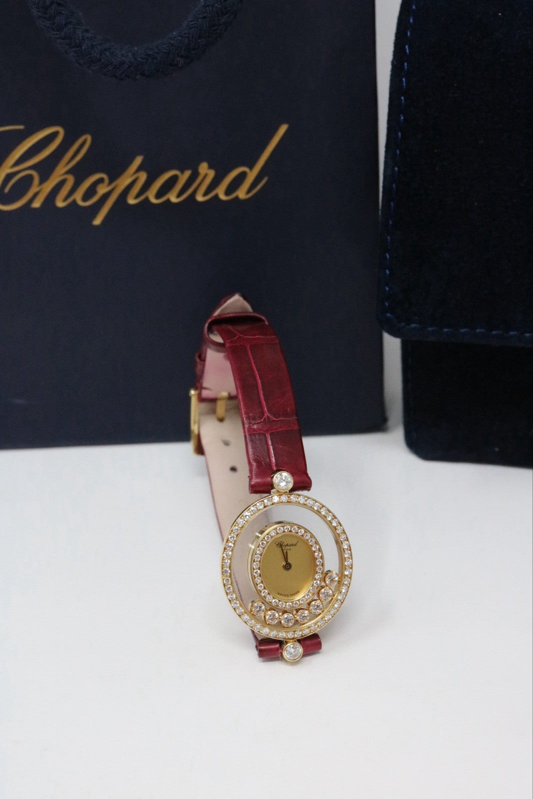 Chopard Happy Diamonds 24mm 18k Yellow Gold Ladies Oval Watch 20/4292