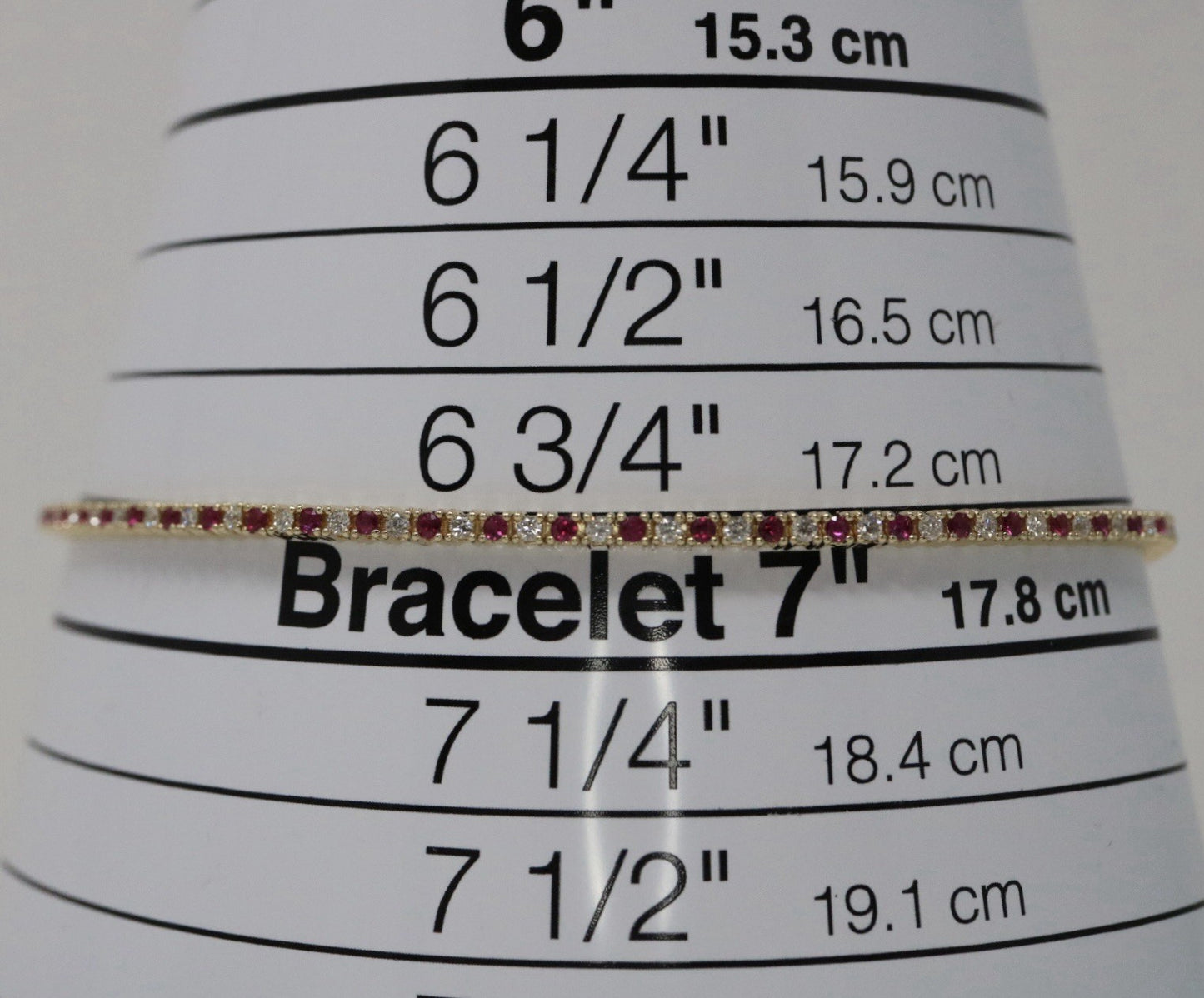 Natural Round Diamond & Ruby  Tennis Bracelet 14k Yellow Gold Rtl $4k