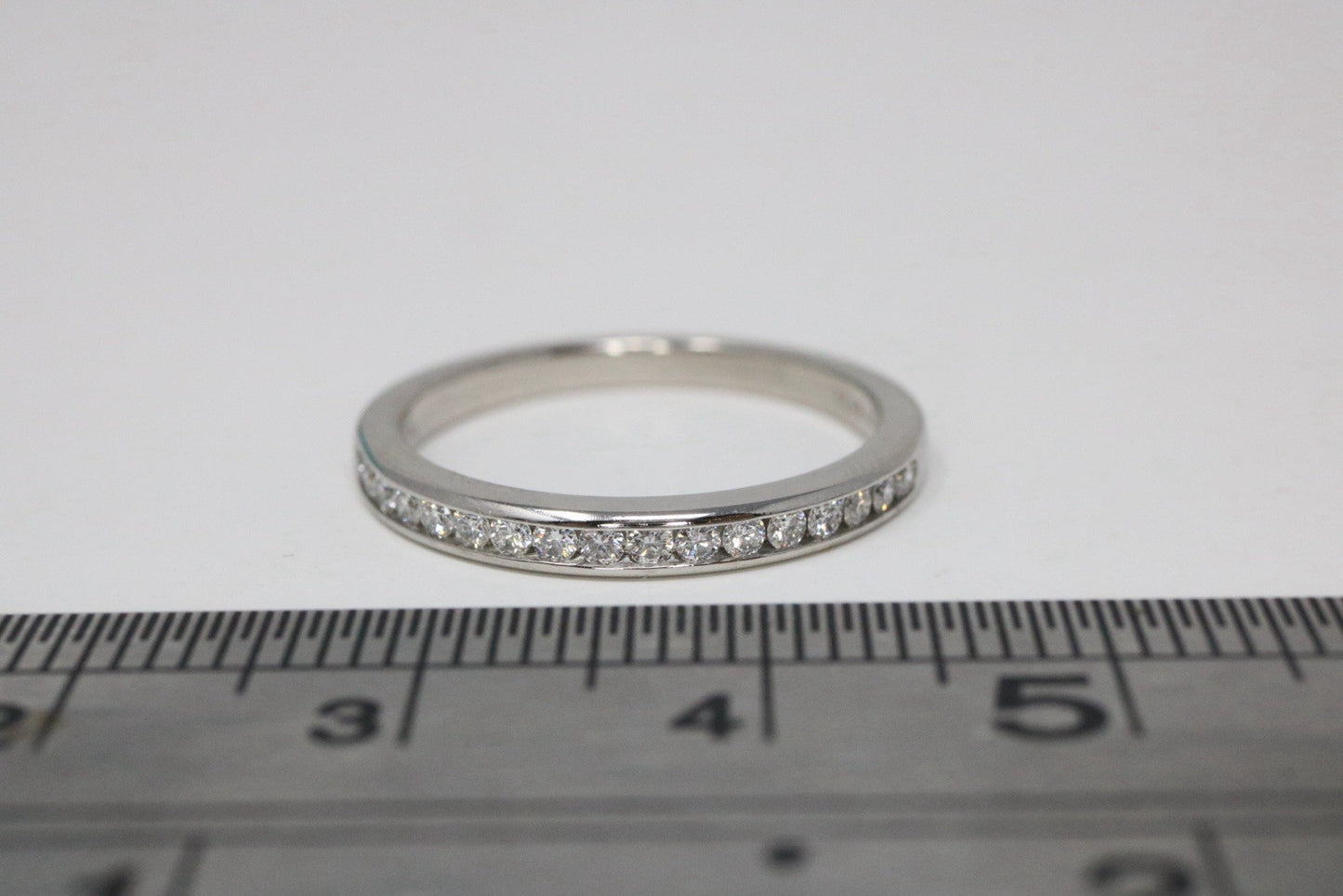 Tiffany & Co Platinum Diamond Channel Half Circle Wedding Band Ring