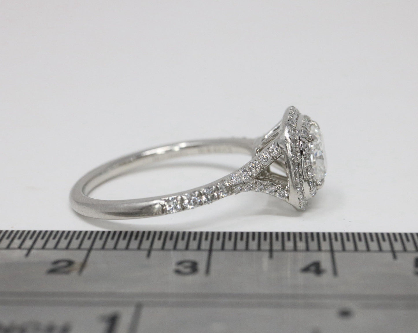 Tiffany & Co Platinum Soleste Cushion 1.03ctw F VS1 Diamond Engagement Ring
