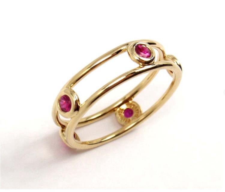 Tiffany & Co Peretti 18k Yellow Gold .40ct Ruby By The Yard Ring $4,000