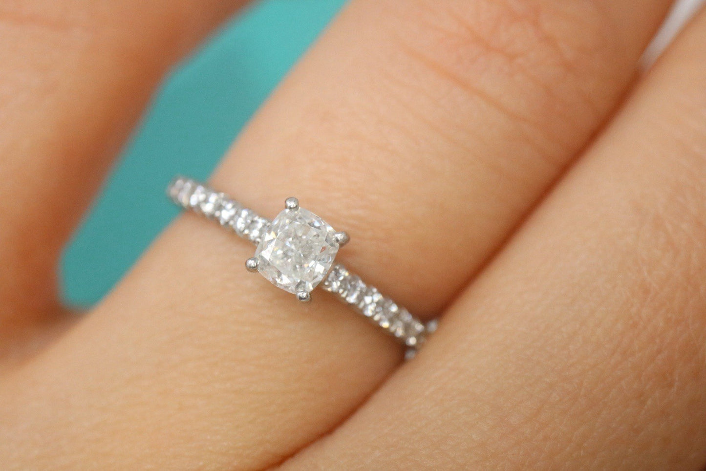 Tiffany & Co Platinum NOVO Cushion Diamond Engagement Ring 0.57ct  H/VS2 $4,500