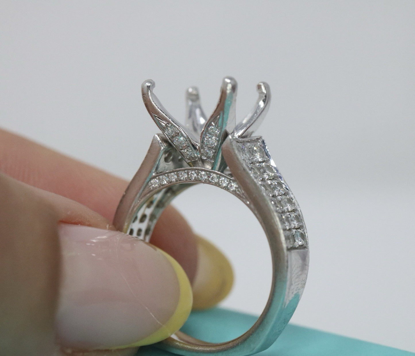 Simon G Platinum 1.03CT Natural Diamond Semi Mount Ring Setting Rtl 10k