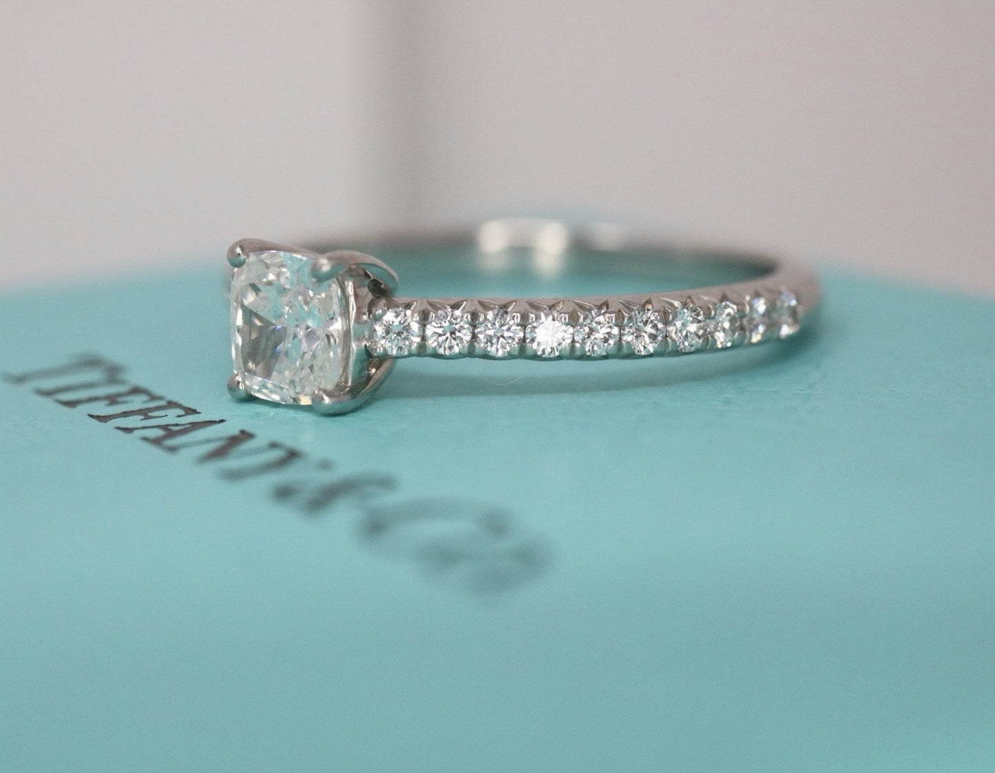 Tiffany & Co Platinum NOVO Cushion Diamond Engagement Ring 0.57ct  H/VS2 $4,500