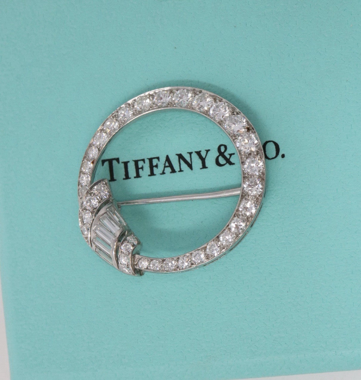 Tiffany & Co. Circle Platinum Baguette & Round Diamond Pin Brooch*