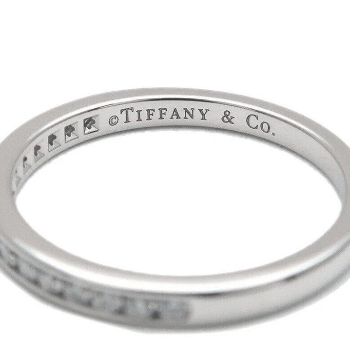 Tiffany & Co Platinum Diamond Channel Half Circle Wedding Band Ring