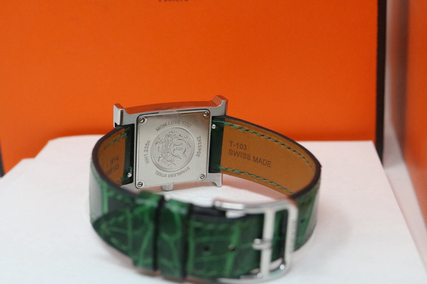 Hermes Women's Heure H Swiss Leather Strap Diamonds Quartz Watch Small 25mm