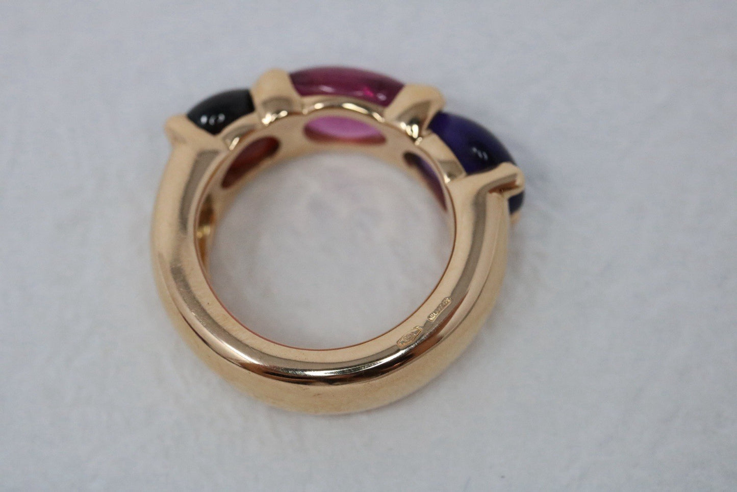 Pomellato 18k Rose Gold Sassi Ring Amethyst, Tourmaline, Garnet Gems