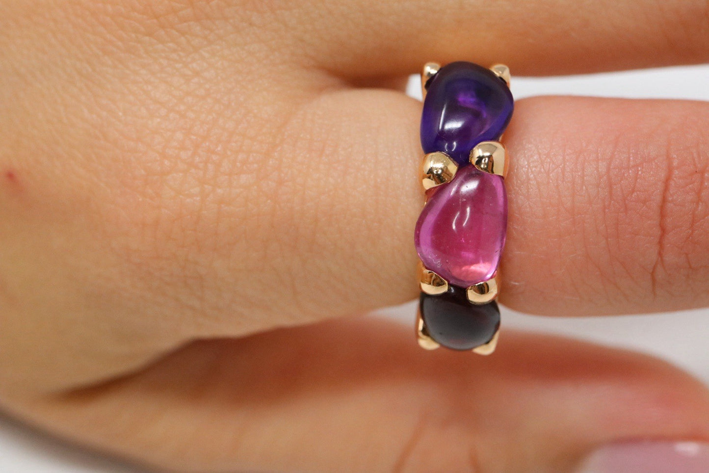 Pomellato 18k Rose Gold Sassi Ring Amethyst, Tourmaline, Garnet Gems