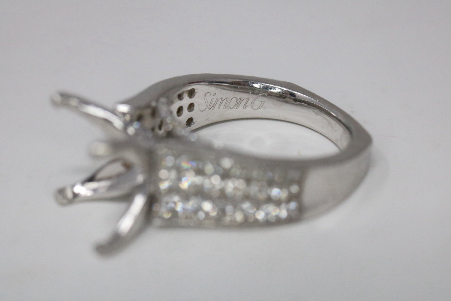 Simon G Platinum 1.03CT Natural Diamond Semi Mount Ring Setting Rtl 10k