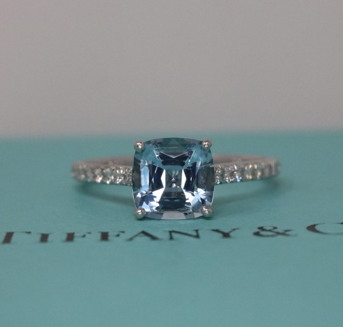 Tiffany & Co Platinum Aquamarine & Diamond Legacy Ring 1.48ctw $8,000