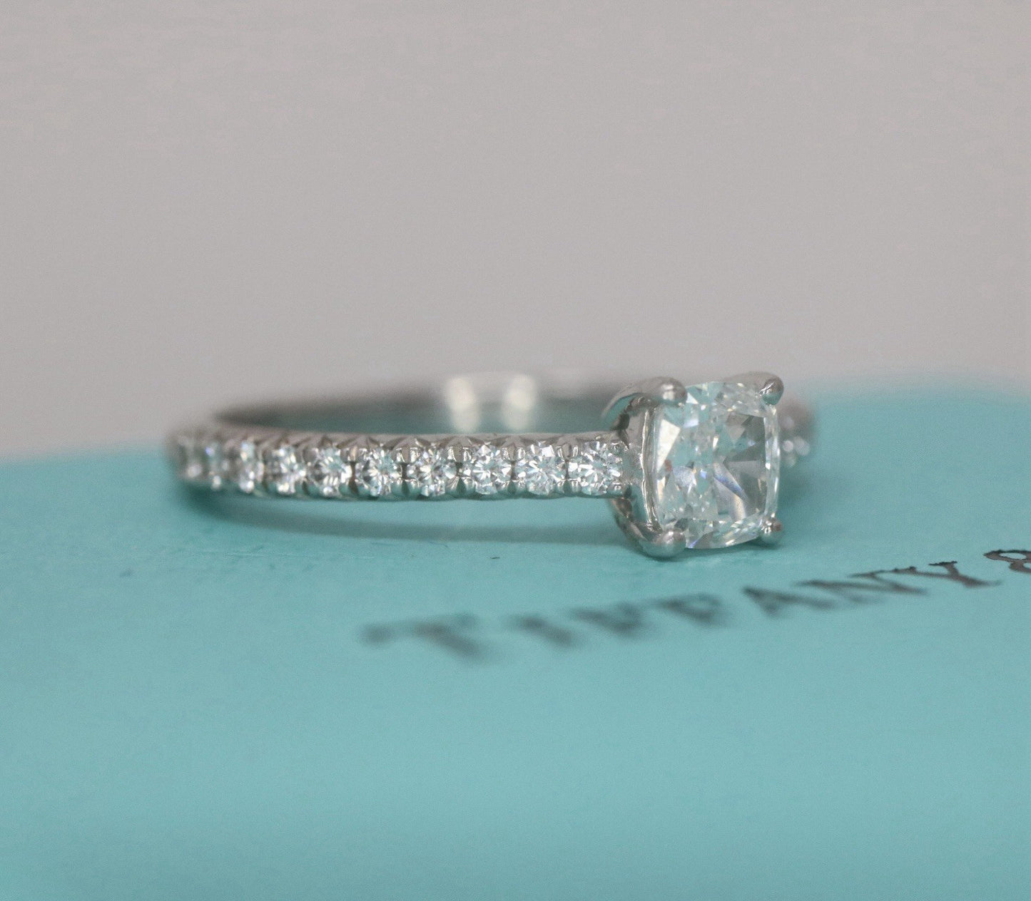 Tiffany & Co Platinum NOVO Cushion Diamond Engagement Ring 0.57ct  H/VS2 $4,500