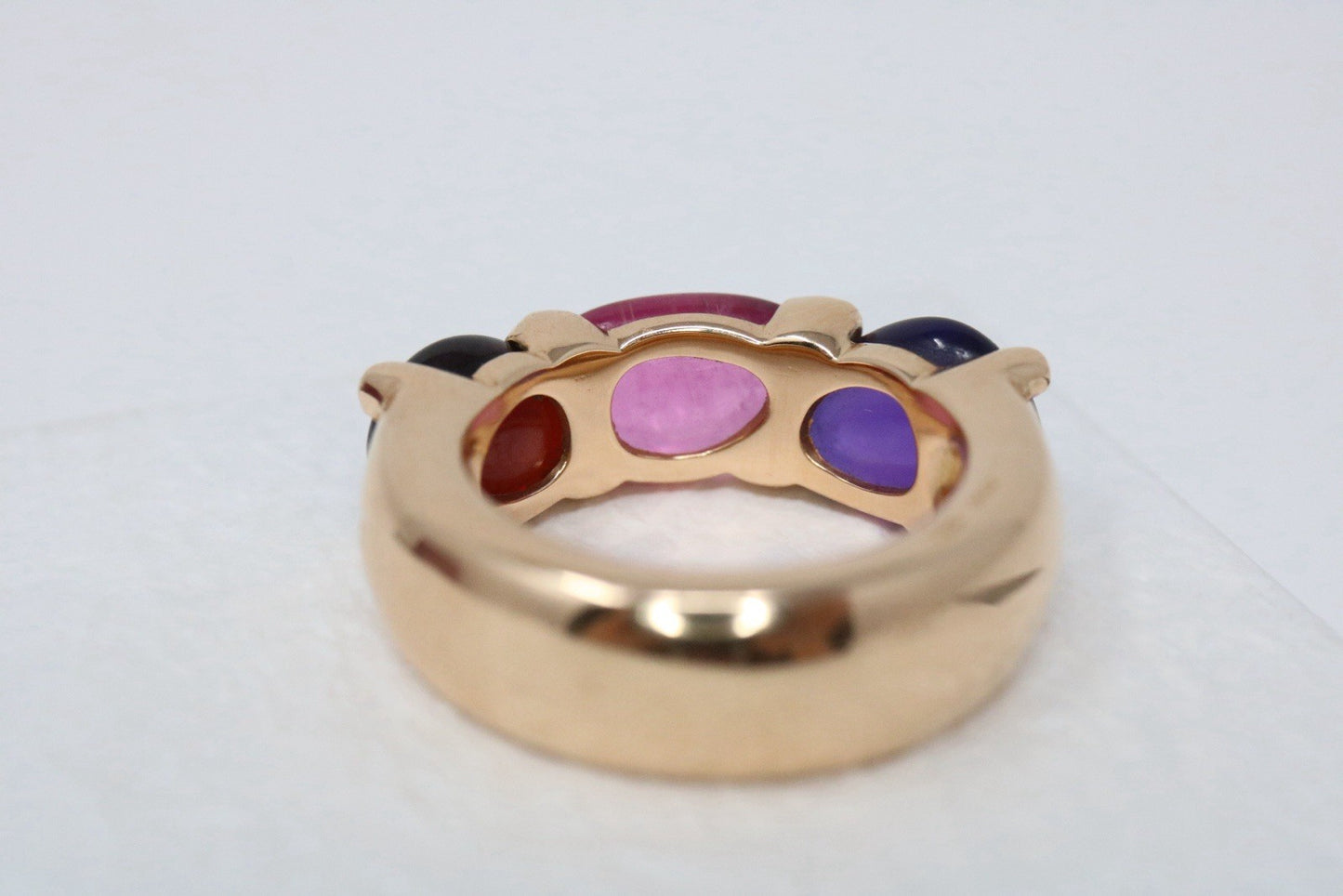 Pomellato 18k Rose Gold Sassi Ring Amethyst, Tourmaline, Garnet Gems