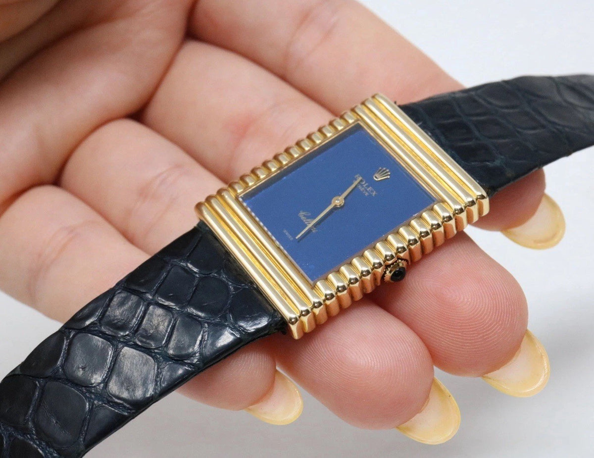 Rolex Cellini Ref. 4012 18k Yellow Gold Electric Blue Dial Manual Wind
