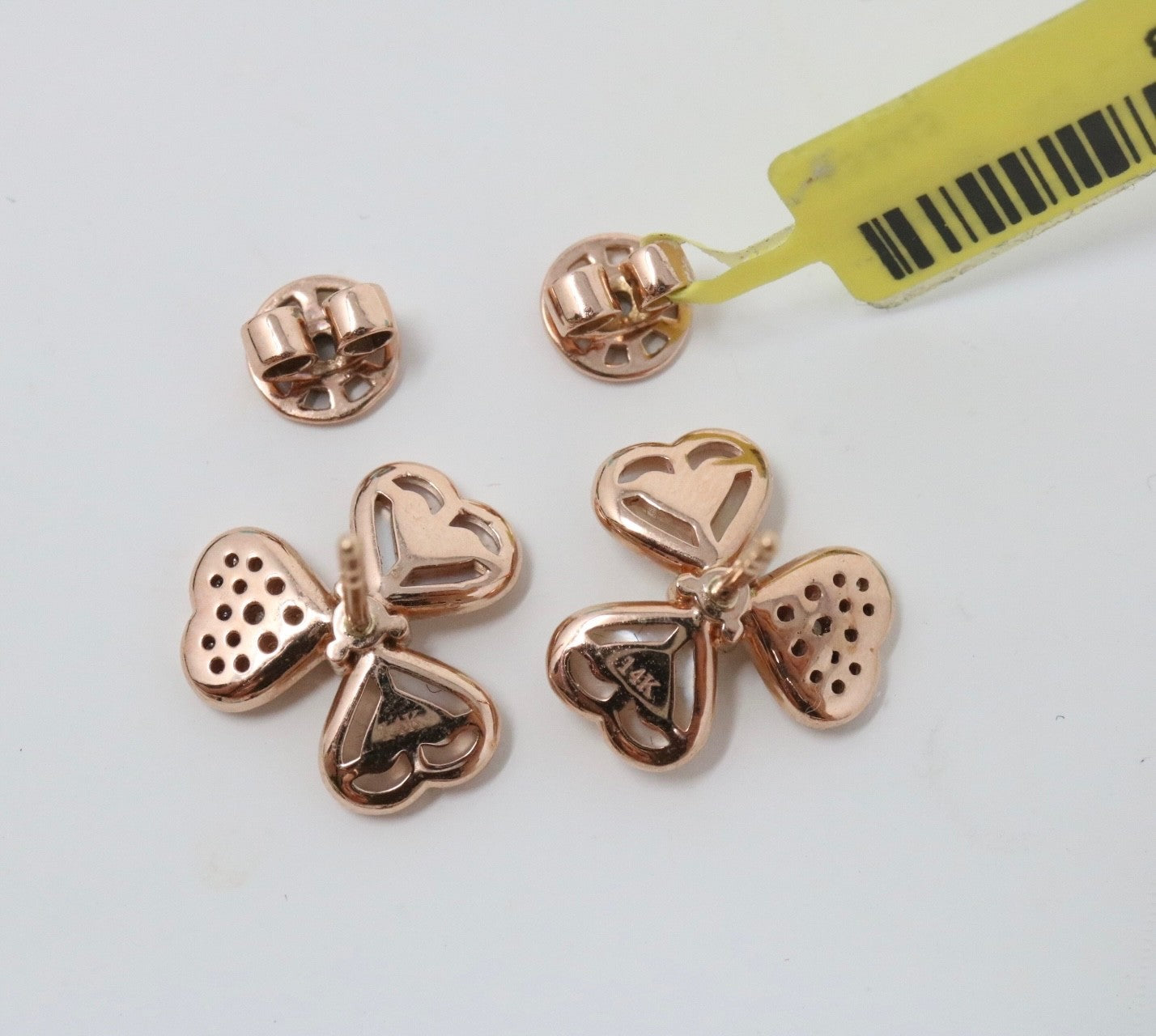 Flower Natural Diamond & Mother Of Pearl Earrings 14K Rose Gold Frivole Style