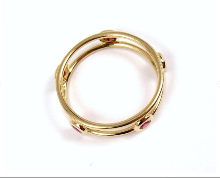 Tiffany & Co Peretti 18k Yellow Gold .40ct Ruby By The Yard Ring $4,000