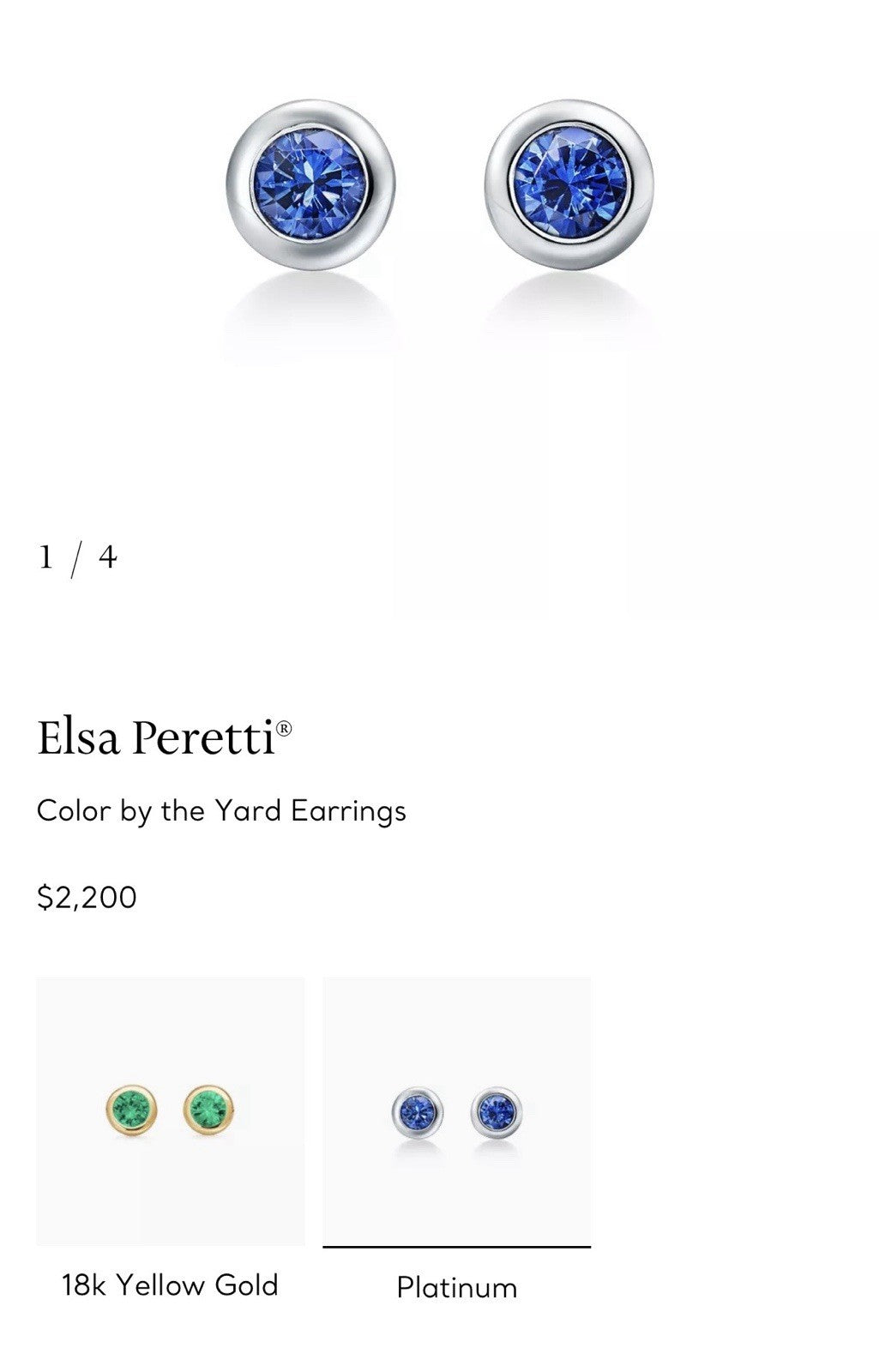 Tiffany & Co. Platinum Sapphire Elsa Peretti Color By The Yard Earrings