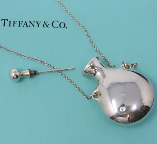 Tiffany & Co. Large Silver Perfume Bottle Long Pendant Necklace 925