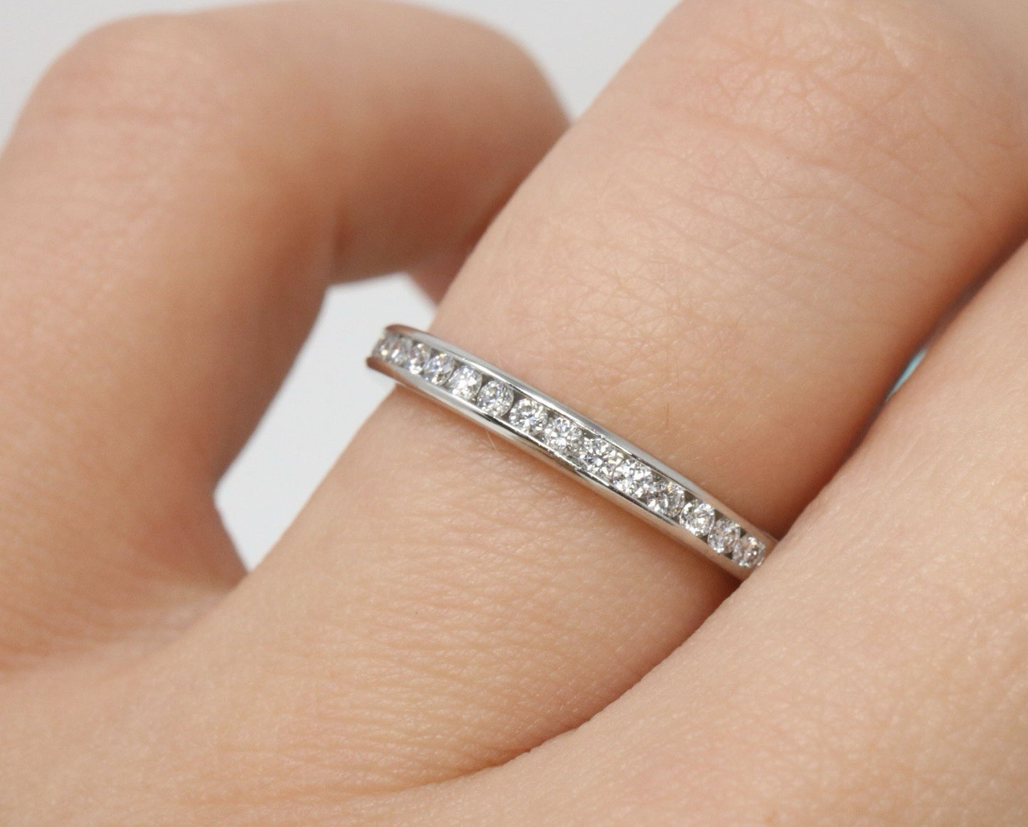 Tiffany & Co Platinum Diamond Channel Half Circle Wedding Band Ring