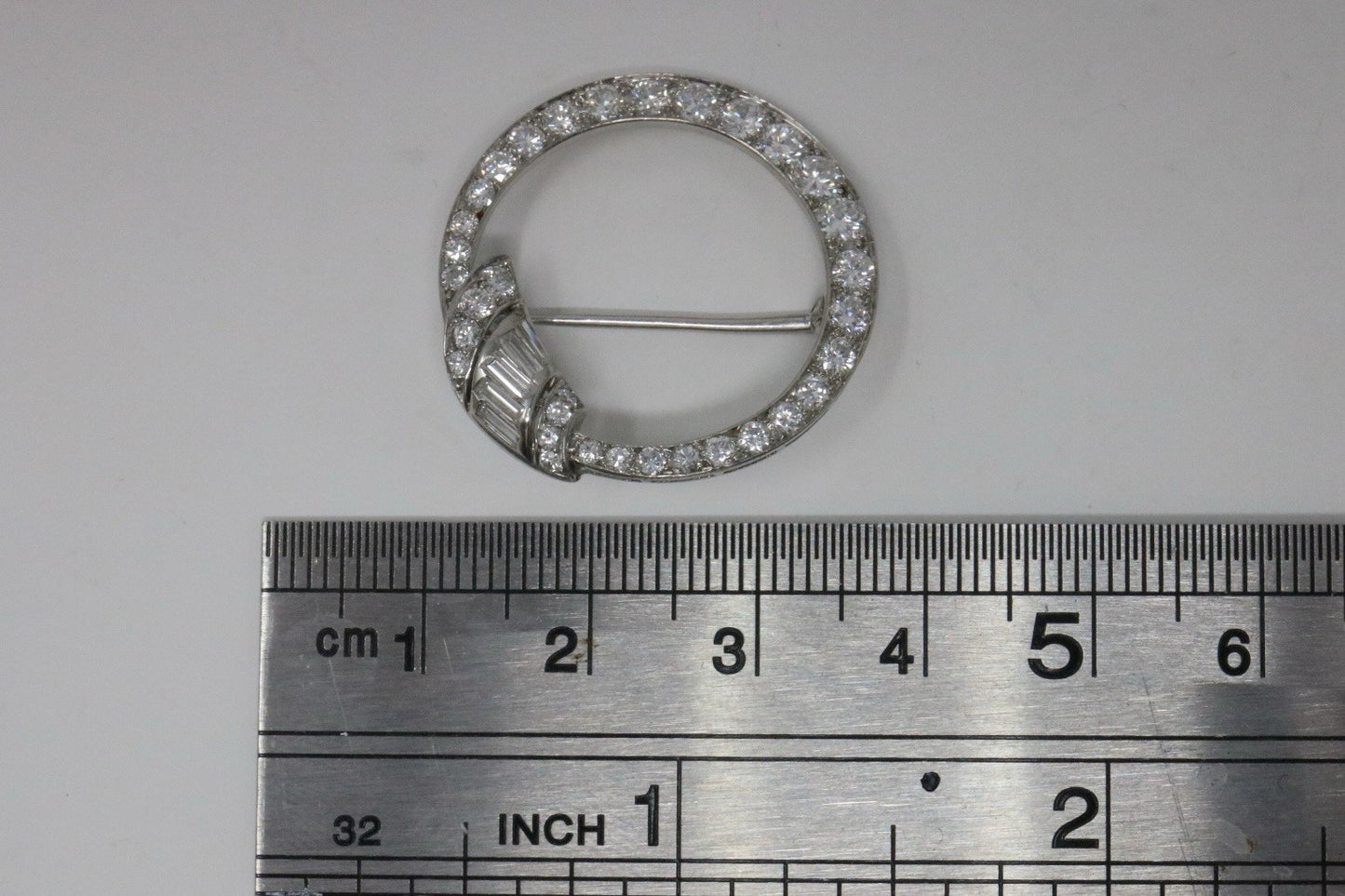 Tiffany & Co. Circle Platinum Baguette & Round Diamond Pin Brooch*