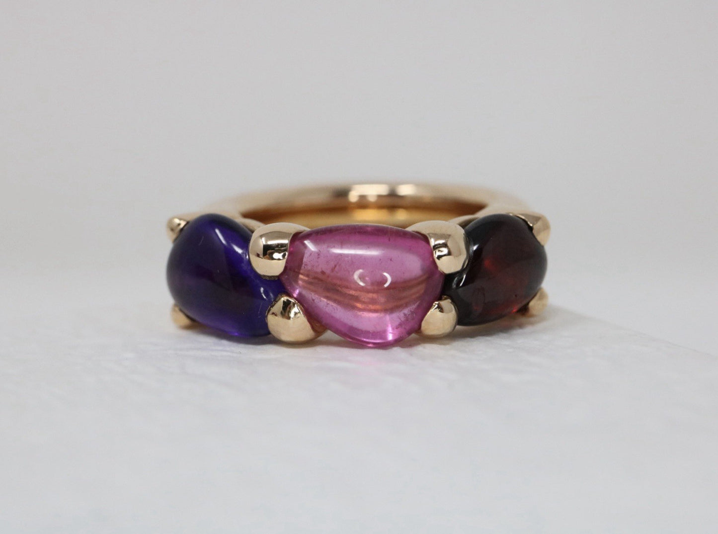 Pomellato 18k Rose Gold Sassi Ring Amethyst, Tourmaline, Garnet Gems