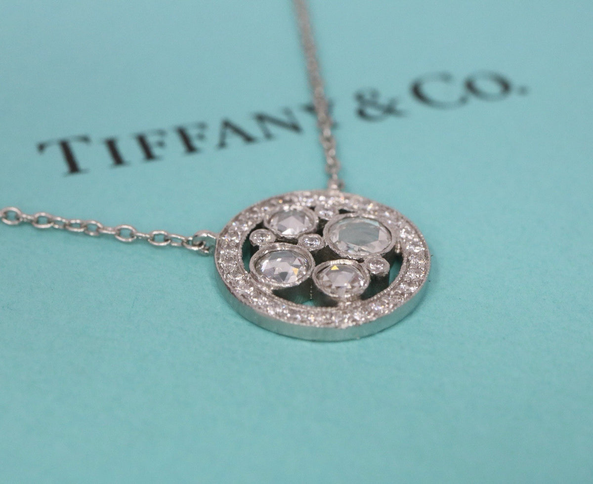 Tiffany & Co Platinum Diamond Cobblestone Pendant Necklace Platinum $4,500