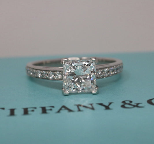 Tiffany & Co Platinum Novo Princess Cut Diamond Engagement Ring 1.23ct G