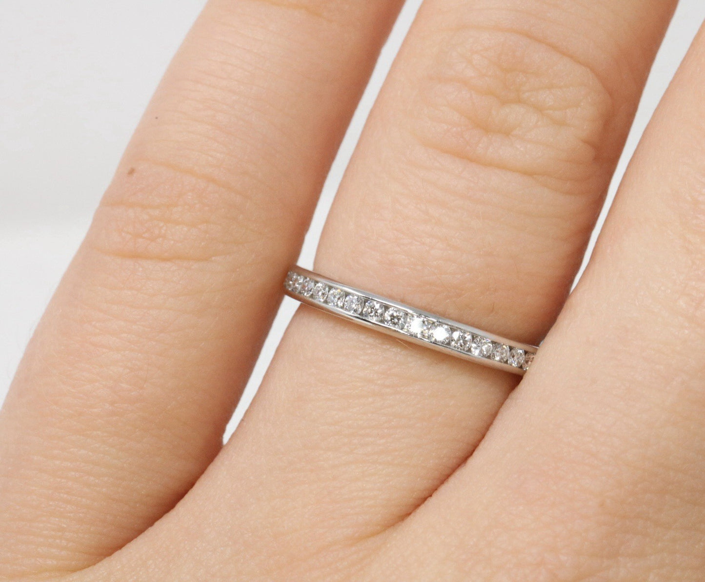 Tiffany & Co Platinum Diamond Channel Half Circle Wedding Band Ring