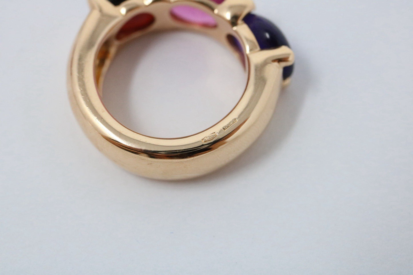 Pomellato 18k Rose Gold Sassi Ring Amethyst, Tourmaline, Garnet Gems