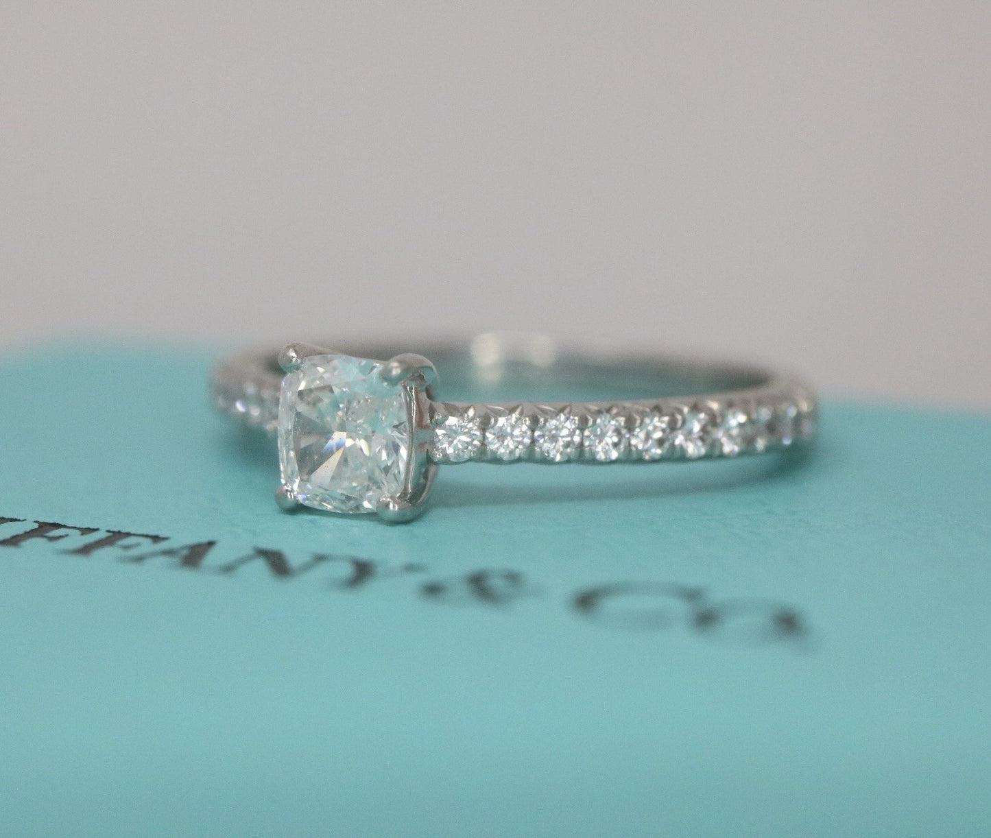 Tiffany & Co Platinum NOVO Cushion Diamond Engagement Ring 0.57ct  H/VS2 $4,500