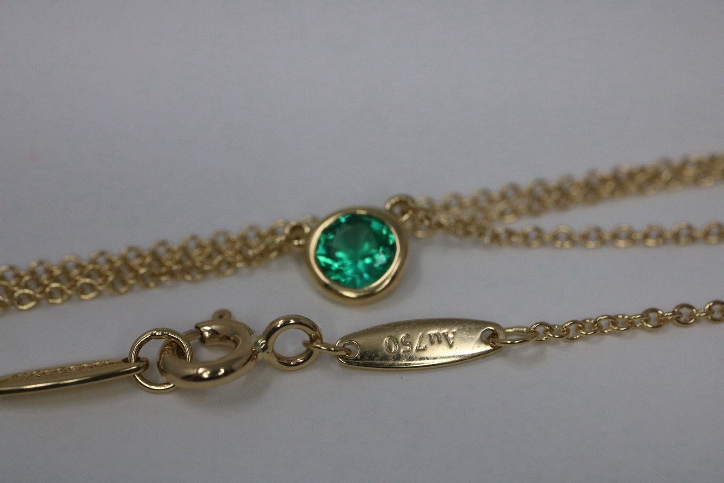 Tiffany & Co Elsa Peretti Emerald Color By The Yard 18k Yellow Gold Necklace