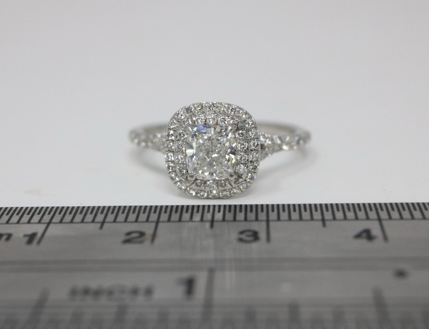 Tiffany & Co Platinum Soleste Cushion 1.03ctw F VS1 Diamond Engagement Ring