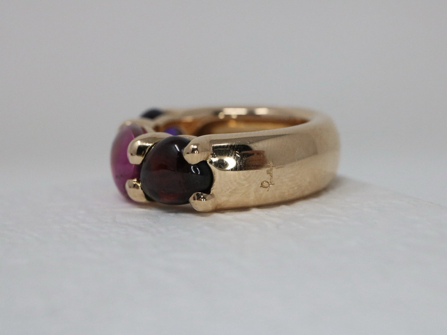 Pomellato 18k Rose Gold Sassi Ring Amethyst, Tourmaline, Garnet Gems